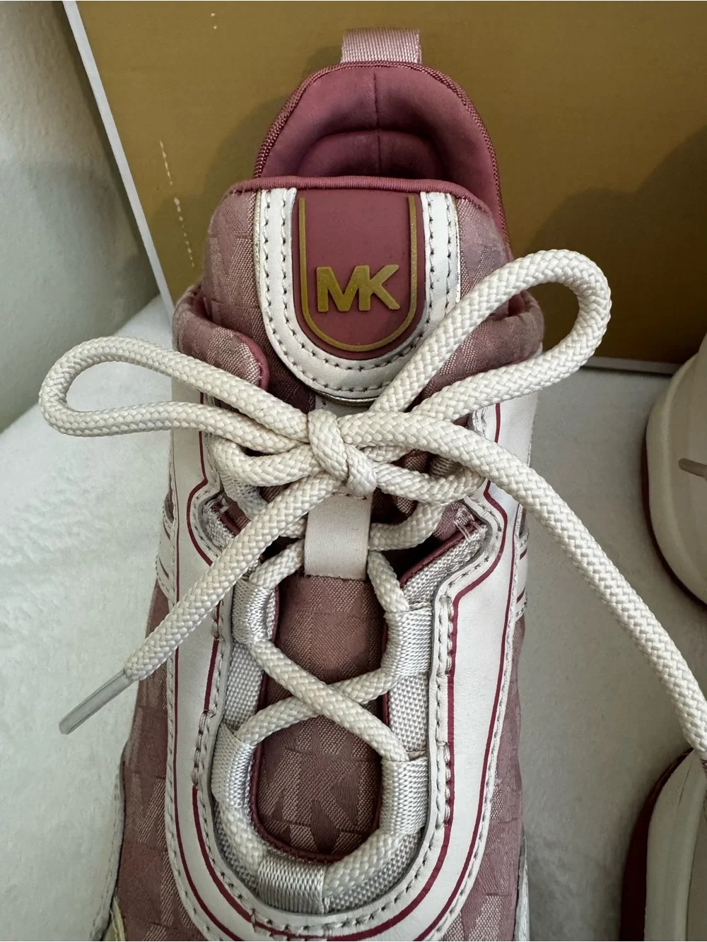 Michael Kors Pink , Beige and Gold Logo Women Sneakers